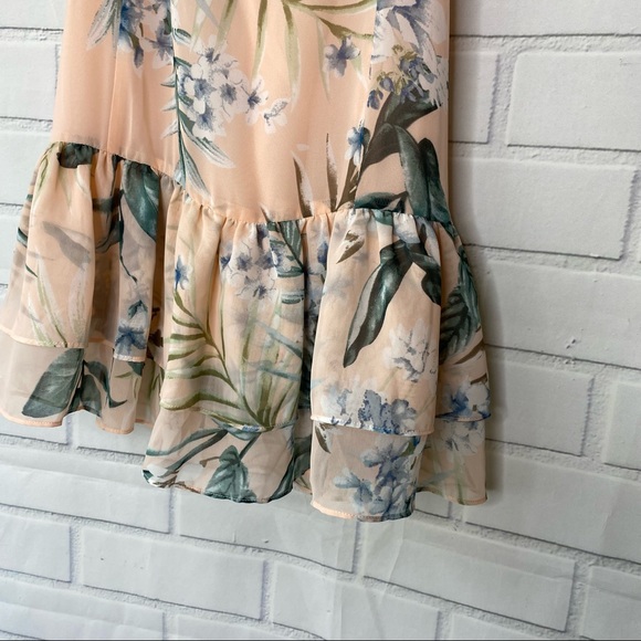 Lulu’s Sunrise Journey Blush Pink Floral Print Ruffled Lace-Up Dress - Picture 6 of 10